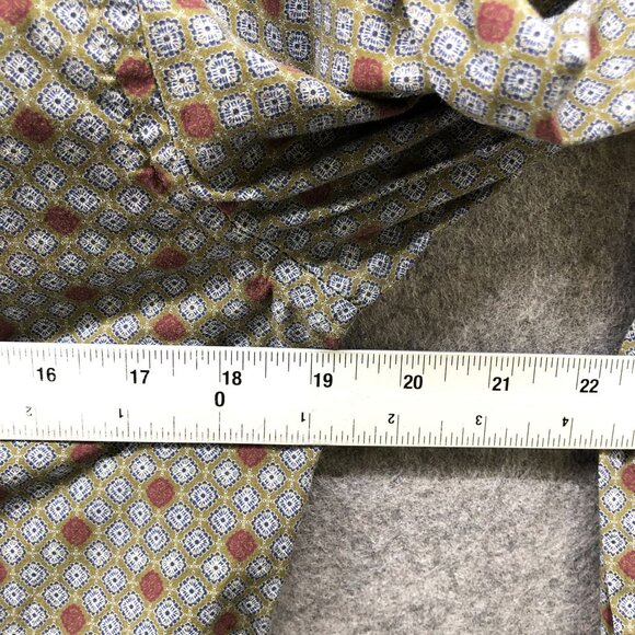 Kurt River Long Sleeve Shirt Mens S Slim Fit Olive Green Burgundy Geo Print - Picture 8 of 10